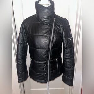 Mauritius Women's Black Puffer leather comfort fit Jacket size small